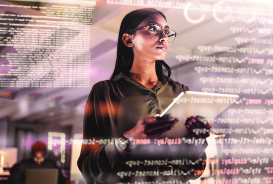 Woman using technology to accelerate clinical development