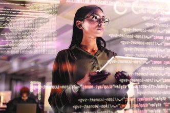 Woman using technology to accelerate clinical development